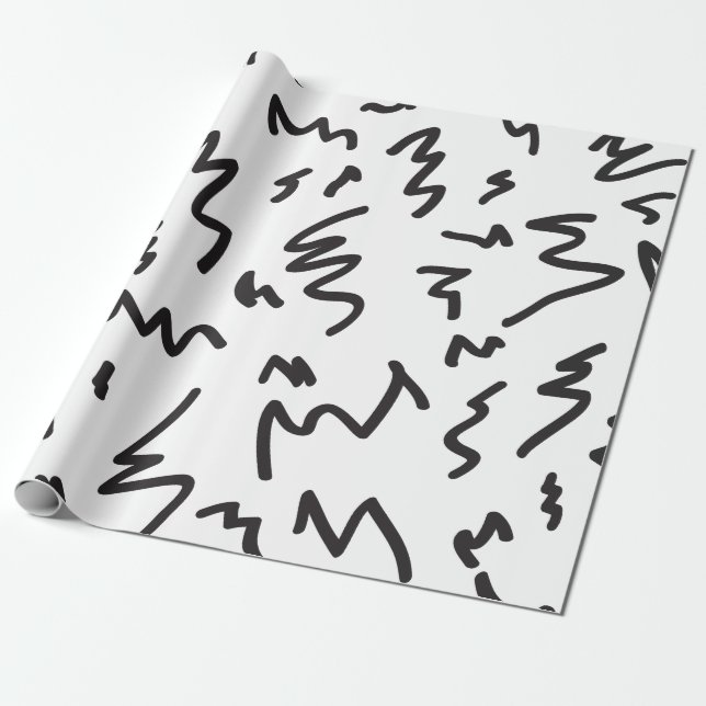Abstract modern black and white wrapping paper (Unrolled)
