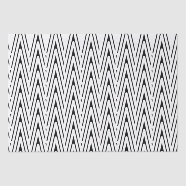 Abstract Modern Black and White Zig Zag Tissue Paper (Front)