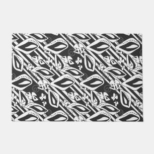 Abstract modern black white ornament decor mosaic doormat