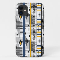 Abstract modern black white yellow ornament geo