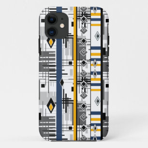 Abstract modern black white yellow ornament geo Case-Mate iPhone case