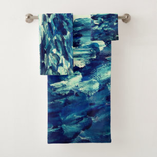 Abstract Modern Blue Art Bath Towel Set