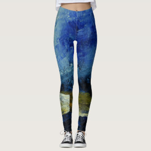 Abstract Modern Blue Art Custom Leggings