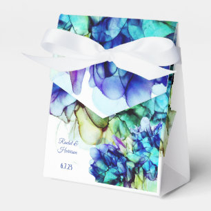 Abstract Modern Blue & Turquoise Ethereal Art Favour Box