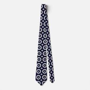 Abstract Modern Blue White Fractal Art Pattern Tie