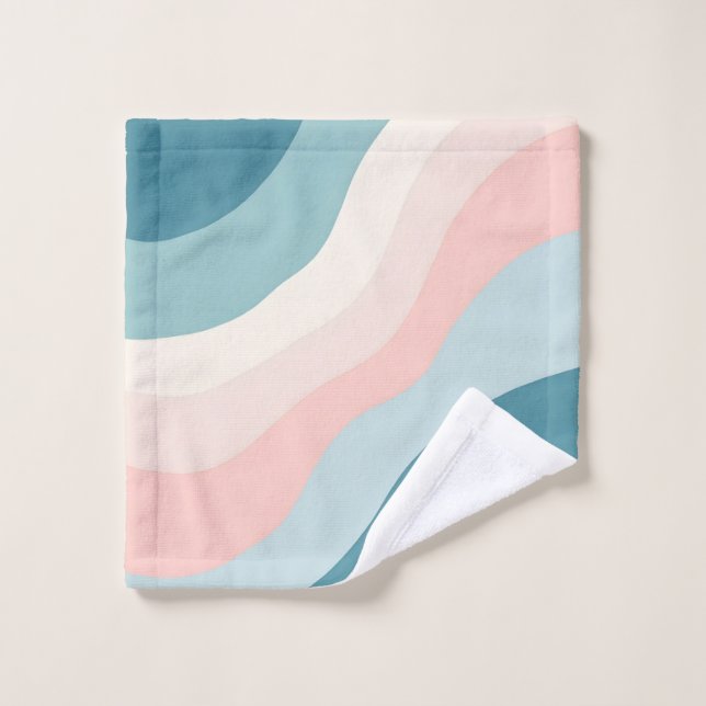 Abstract Modern Blush Pink Mint Collection Bath Towel Set (Wash Cloth)