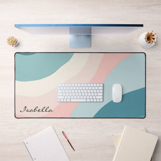 Abstract Modern Blush Pink Mint Collection Desk Mat (Office 1)