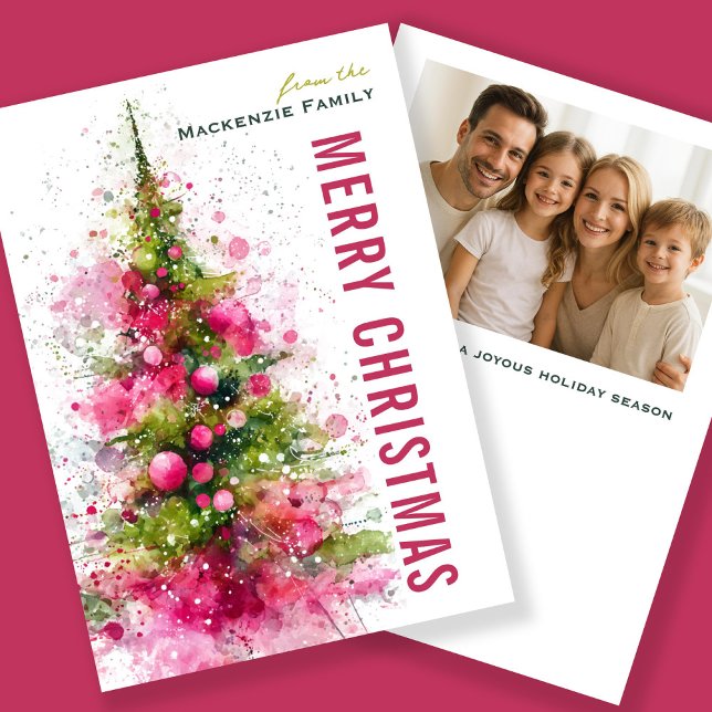 Abstract Modern Christmas Tree Photo Personalized Holiday Card (Abstract Modern Christmas Tree Photo Personalized Holiday Cards by Ricaso. Fun trendy & bold cards)