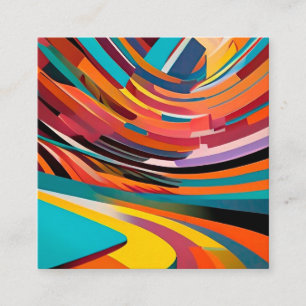 Abstract Modern Colorful Bright Pattern Bold Urban Square Business Card
