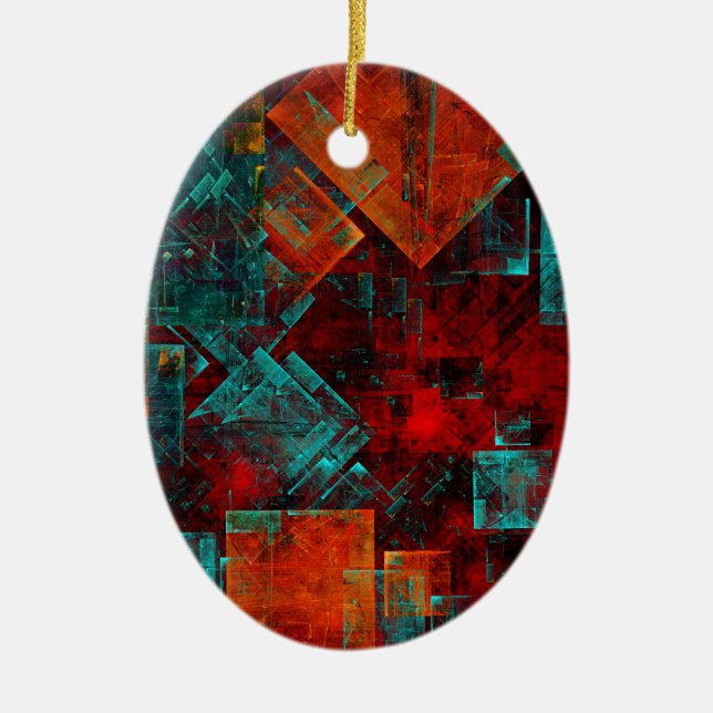 Abstract Modern Colourful Cool Artistic Pattern Ceramic Tree Decoration (Front)