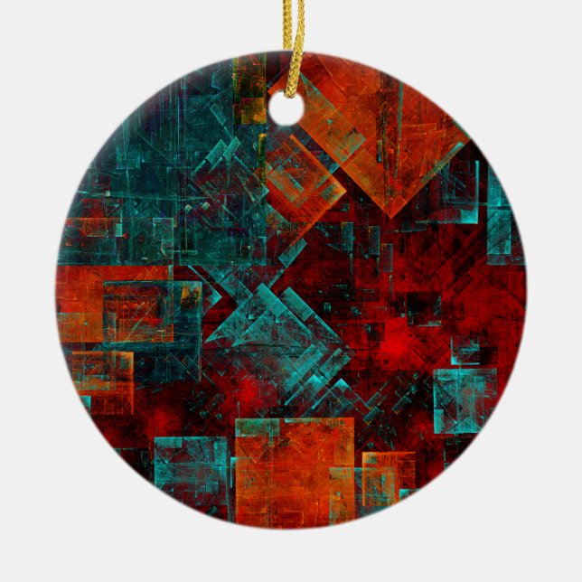 Abstract Modern Colourful Cool Artistic Pattern Ceramic Tree Decoration (Front)