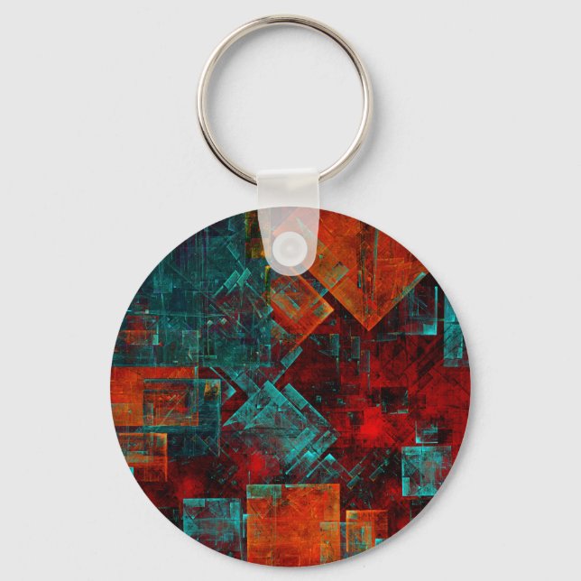 Abstract Modern Colourful Cool Artistic Pattern Key Ring (Front)