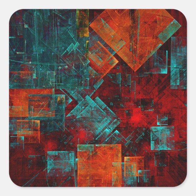 Abstract Modern Colourful Cool Artistic Pattern Square Sticker (Front)