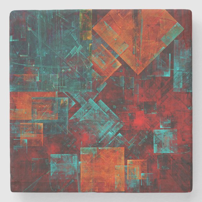 Abstract Modern Colourful Cool Artistic Pattern Stone Coaster (Front)