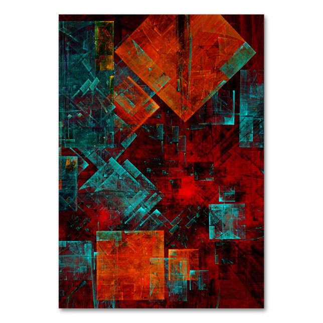 Abstract Modern Colourful Cool Artistic Pattern Table Number (Front)