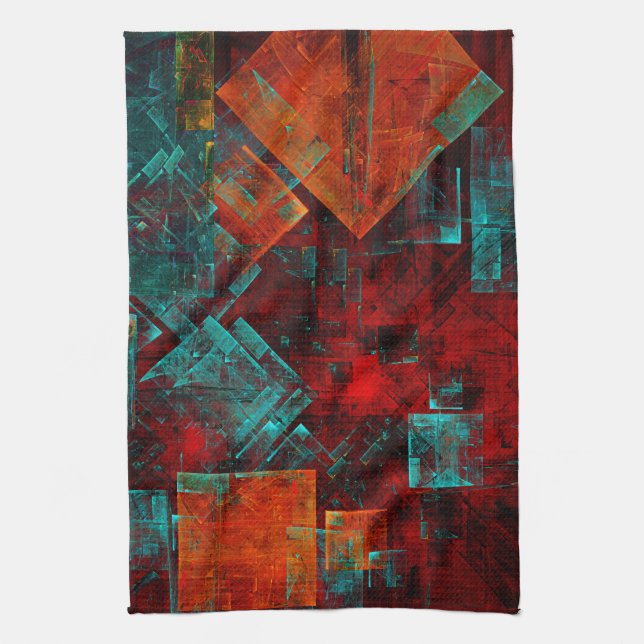 Abstract Modern Colourful Cool Artistic Pattern Tea Towel (Vertical)