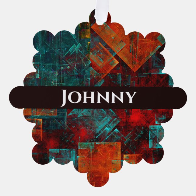 Abstract Modern Colourful Cool Artistic Pattern Tree Decoration Card (Front)