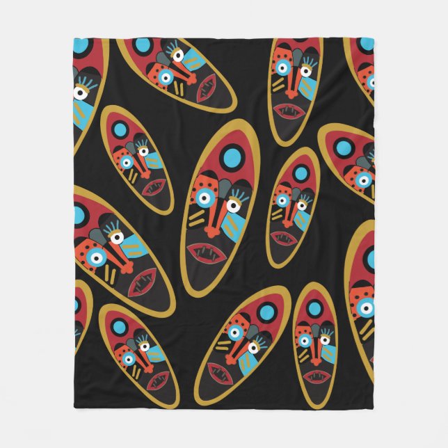 Abstract modern colourful face tattoo art fleece blanket (Front)