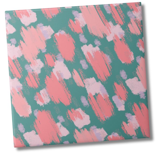Abstract Modern Colourful Pattern Tile (Pink Turquoise Abstract Artistic Colorful Pattern Ceramic Tile)