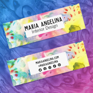 Abstract Modern Colourful Splashes Watercolor  Mini Business Card