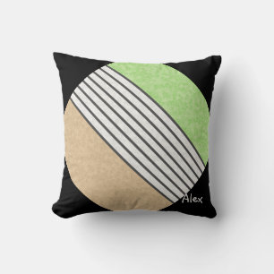 Abstract modern colours beige mint green white bla cushion