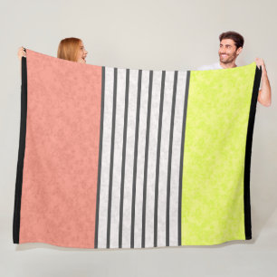 Abstract modern colours coral pink lime green fleece blanket