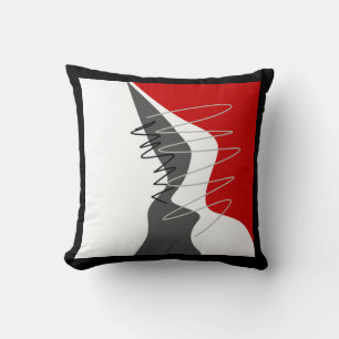 Abstract, Modern, Creative, Applique, Red and Grey Cushion