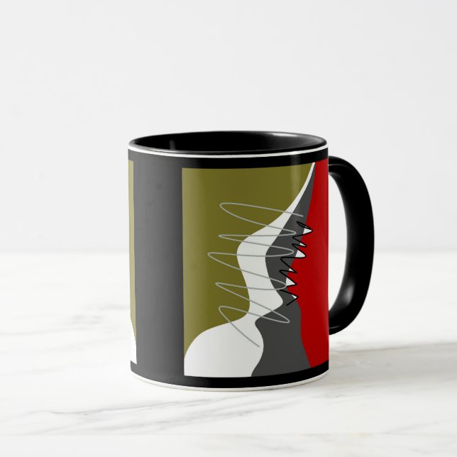 Abstract, Modern, Creative, Applique Throw Pillow Mug (Front Right)