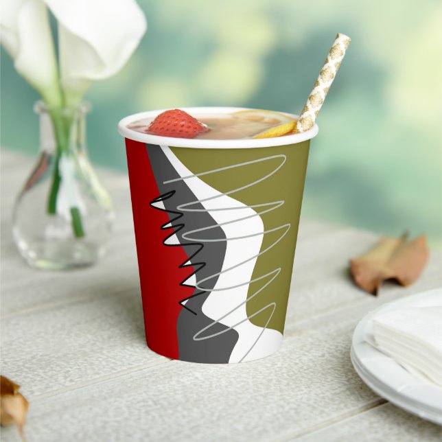 Abstract, Modern, Creative, Applique Throw Pillow  Paper Cups (Insitu)