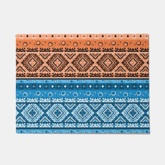 Abstract modern decor ornamental geometrical patch doormat (Front)