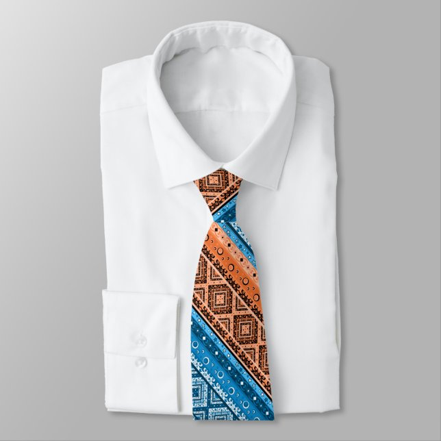 Abstract modern decor ornamental geometrical patch tie (Tied)