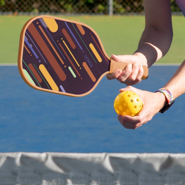 Abstract modern diagonal lines monogram pickleball paddle (Insitu)