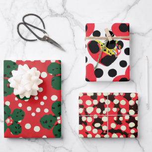 Abstract Modern Dots Black and Red Wrapping Paper Sheet