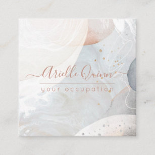 Abstract Modern Earthy Watercolor Shapes Square Business Card