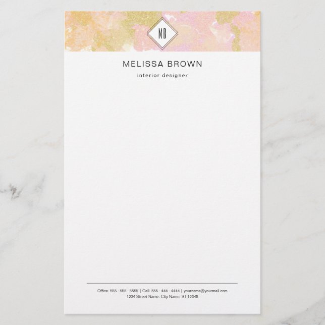 Abstract Modern Elegant Professional Logo Monogram Stationery (Front)