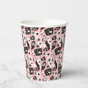 Abstract Modern Eye & Lips Pattern Paper Cups