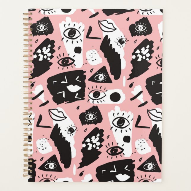 Abstract Modern Eye & Lips Pattern Planner (Front)