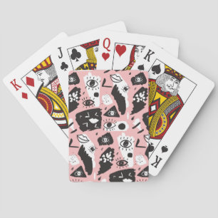 Abstract Modern Eye & Lips Pattern Playing Cards