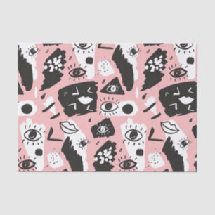 Abstract Modern Eye & Lips Pattern Tissue Paper