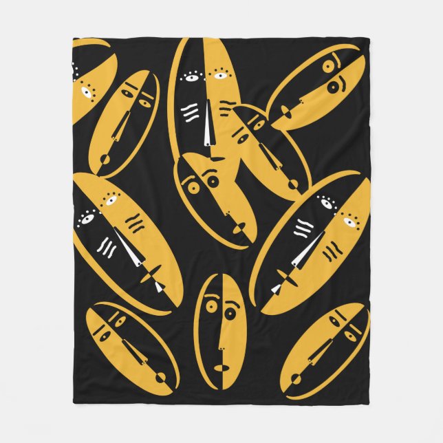 abstract modern face patterns fleece blanket (Front)