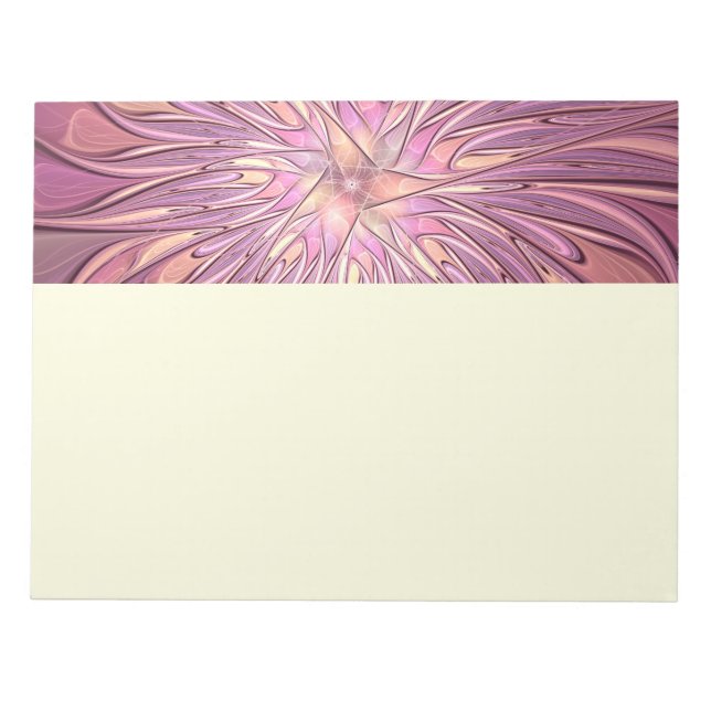 Abstract Modern Floral Fractal Art Berry Colors Notepad (Front)