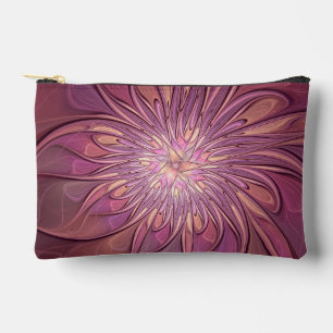 Abstract Modern Floral Fractal Art Berry Colours Accessory Pouch