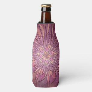 Abstract Modern Floral Fractal Art Berry Colours Bottle Cooler