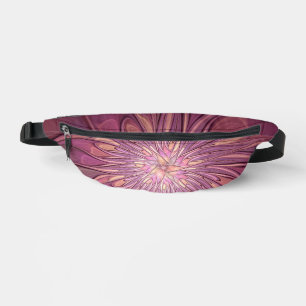 Abstract Modern Floral Fractal Art Berry Colours Bum Bags