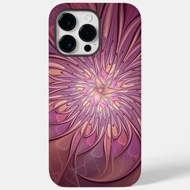 Abstract Modern Floral Fractal Art Berry Colours Case-Mate iPhone Case (Back)