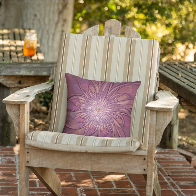 Abstract Modern Floral Fractal Art Berry Colours Cushion (Chair)