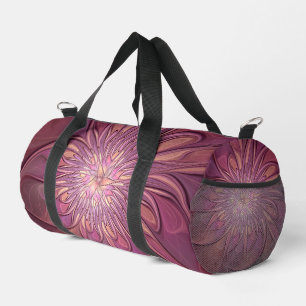 Abstract Modern Floral Fractal Art Berry Colours Duffle Bag
