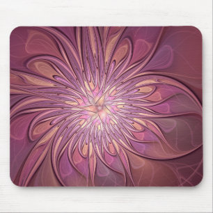 Abstract Modern Floral Fractal Art Berry Colours Mouse Pad