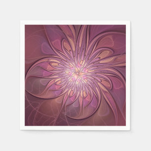 Abstract Modern Floral Fractal Art Berry Colours Napkin