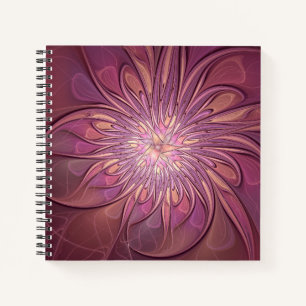 Abstract Modern Floral Fractal Art Berry Colours Notebook